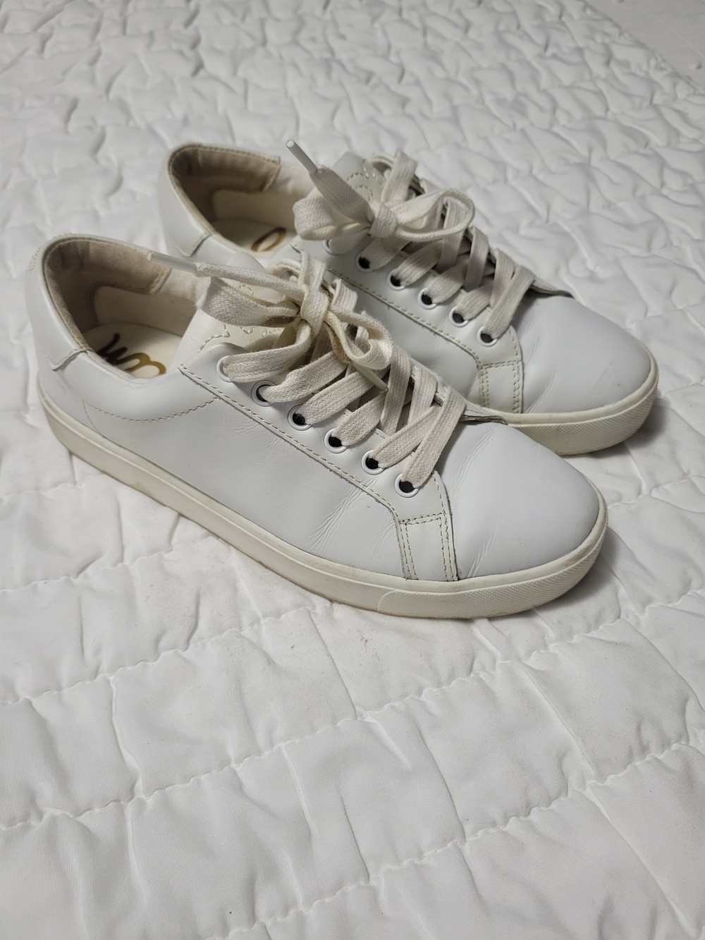 Sam Edelman White Leather Low-Top Sneakers